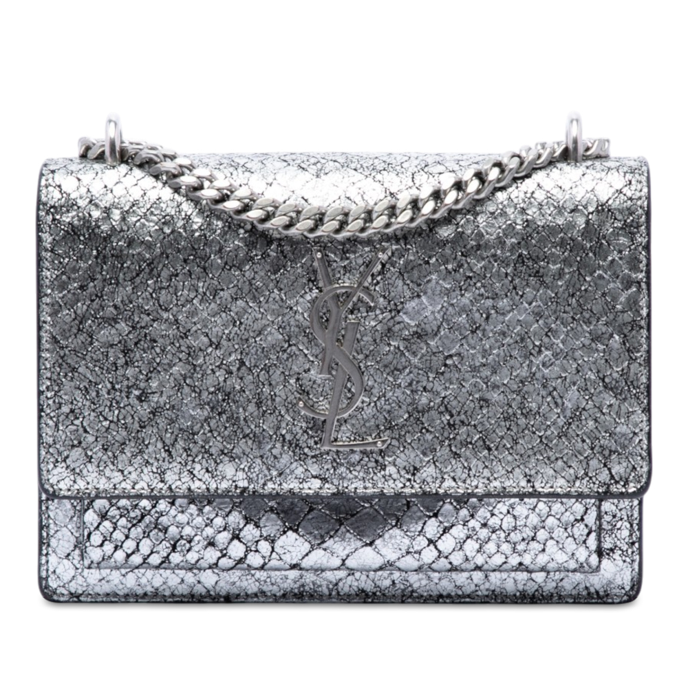 Pre-Loved Saint Laurent Medium Python Embossed Leather Monogram Sunset Crossbody